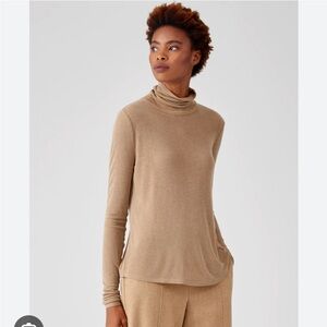 Eileen Fisher Lightweight Rib Scrunch Neck Top